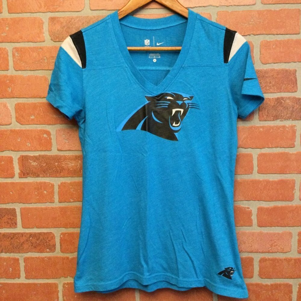 NIKE Womens Carolina Panthers t shirt v neck NFL Team Apparel size M